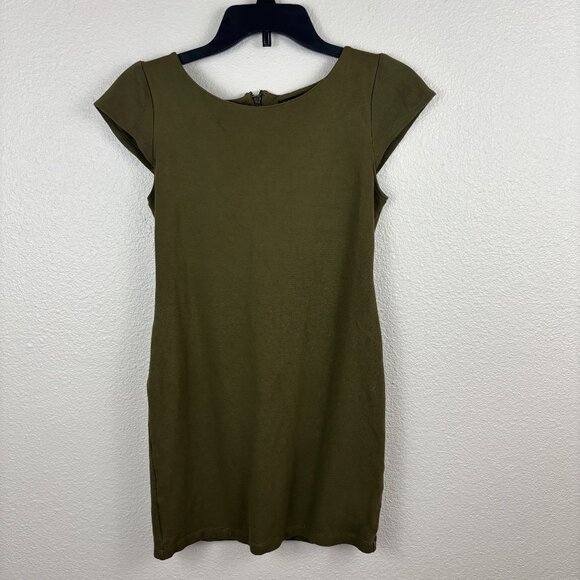 Alice + Olivia Employe Womens Olive Short Sleeve Classic Mini Bodycon Dress XS - Picture 3 of 9